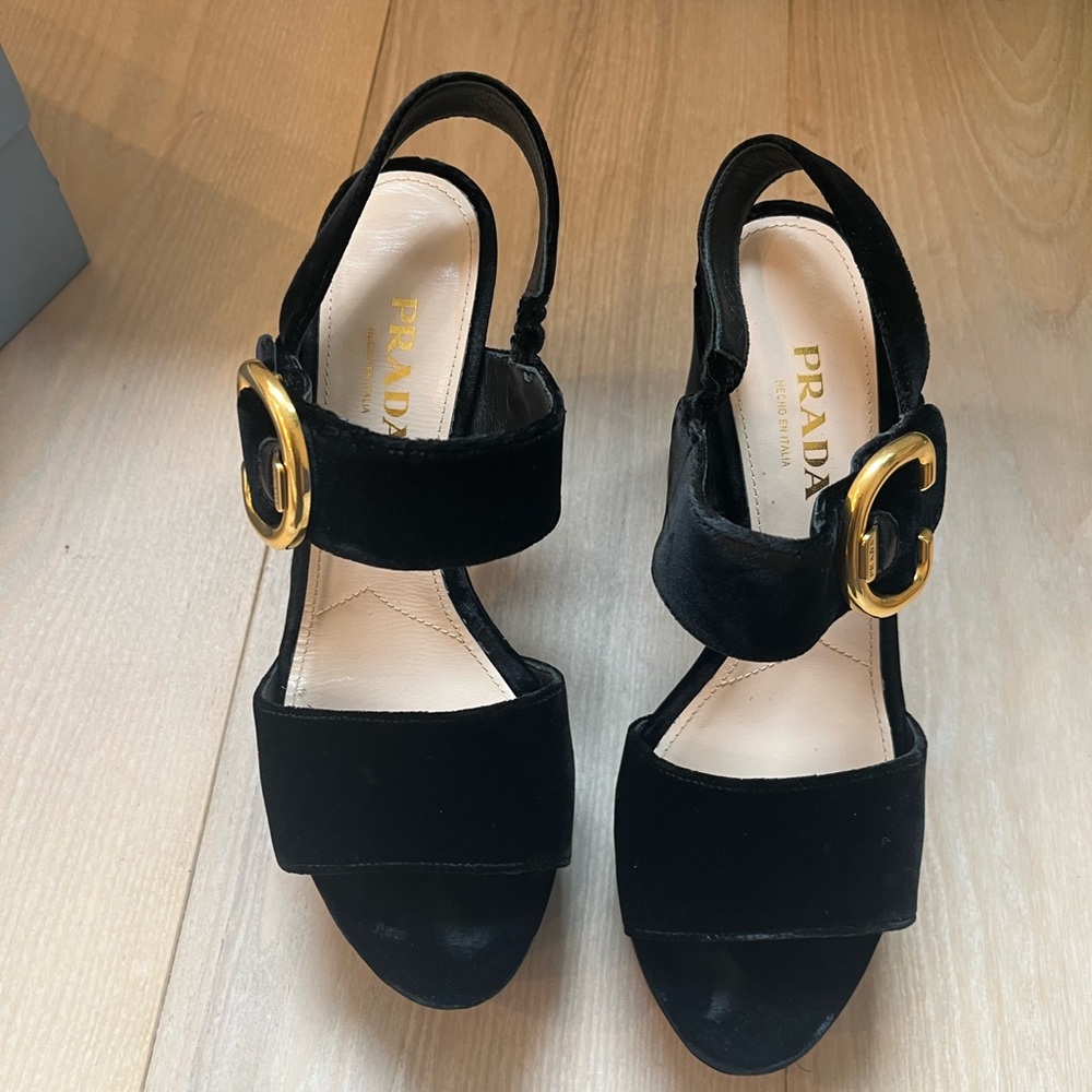 Prada Black and Gold Women's Sandals